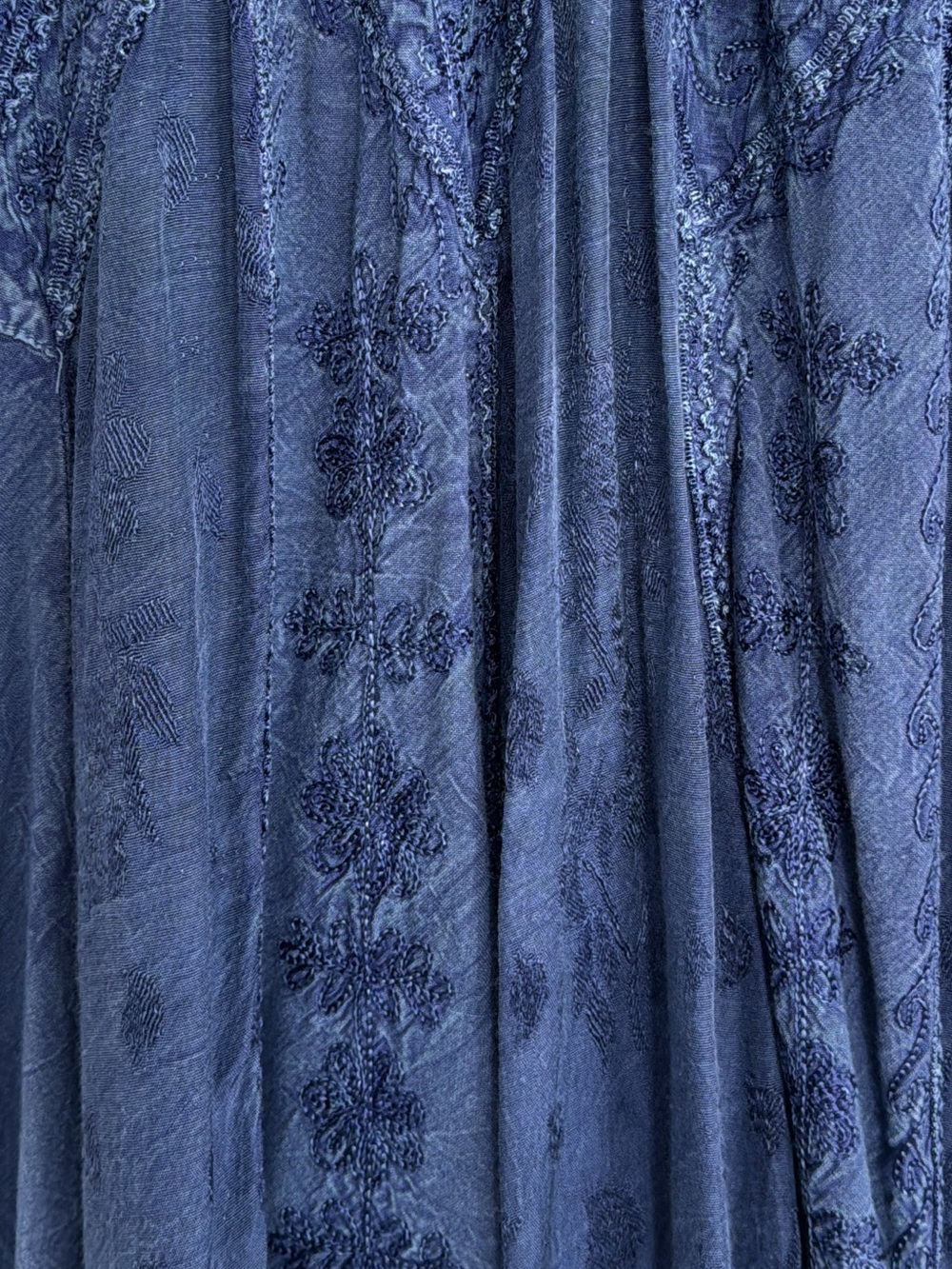 Boho Washed Blue Midi Dress flowy with embroidery - Picture 6 of 11